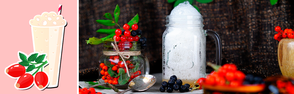 Кислородный коктейль на основе сиропа Шиповника