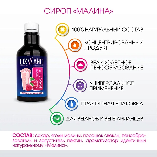 МАЛИНА. Сироп 2 в 1 концентрированный. 330 мл