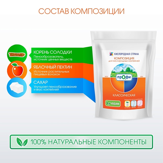 КЛАССИЧЕСКАЯ композиция для кислородных коктейлей №29, 300 гр.