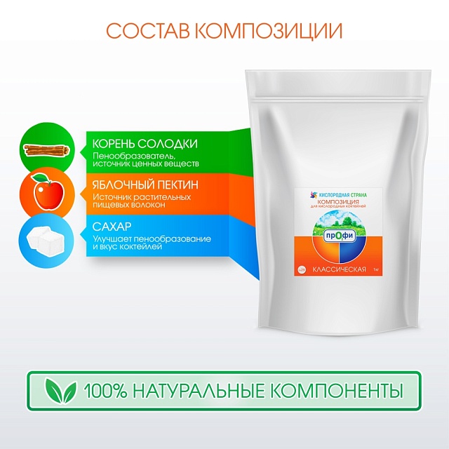 КЛАССИЧЕСКАЯ композиция для кислородных коктейлей №29, 1 кг.