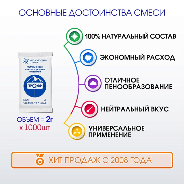 УНИВЕРСАЛЬНАЯ композиция для кислородных коктейлей №27, 1000 пакетов